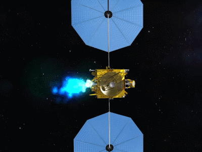 天問二號探測器示意動畫。(中國航天科技集團五院供圖)