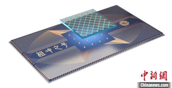 量子計算芯片示意圖。